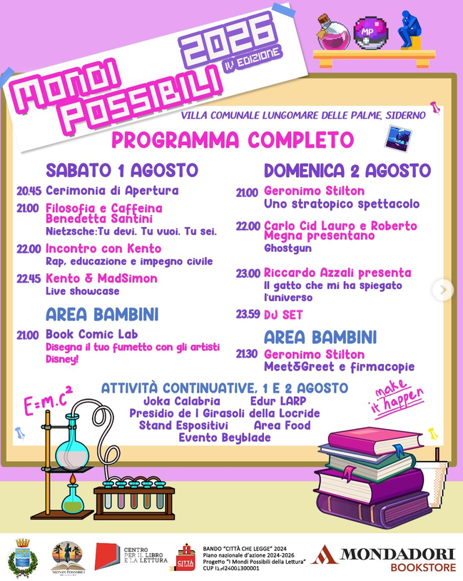 “Mondi Possibili”, l’1 e il 2 agosto la 4^ edizione del Festival del Libro e del Fumetto